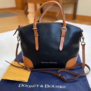 Dooney & Bourke Claremont Leather Black/Brown Domed Satchel/Crossbody/Sh…